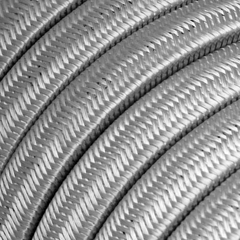 Creative-Cables, Cavo elettrico piatto per catenaria, 1 m, Argento, Tessuto effetto seta