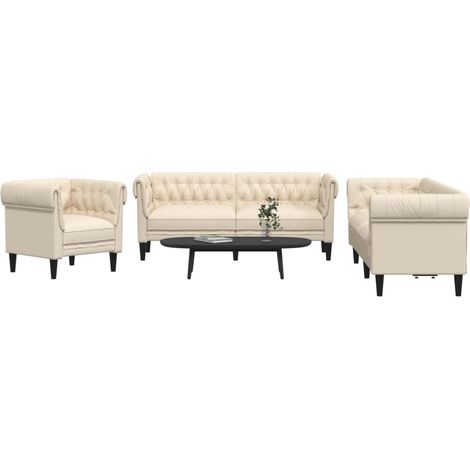 Teenpull – 3-tlg. Sofagarnitur Creme Stoff (1/5)
