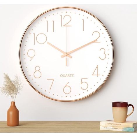 Wanduhr,30 cm,geräuschloses Quarzwerk,minimalistisches modernes schwarzes Design,geräuschlose Wanduhr für Wohnzimmer (1/5)