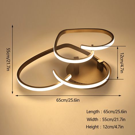34W Plafonnier LED en forme de cœur, 55×45×12cm plafonnier LED à intensité variable avec télécommande, Luminaire