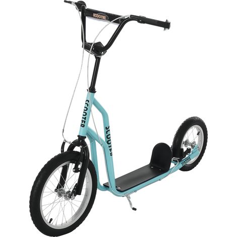 Kinderroller Scooter Tretroller mit verstellbarem Lenker, großen Rädern und Handbremse Kickscooter 16 Zoll Cityroller für Jungen und Mädchen ab 5 Jahre Metall Blau (1/5)