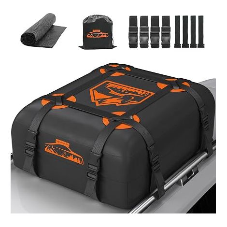 Car Roof Box, Car Roof Box Orange, Roof Box with Non-Slip Mat, Roof Box Foldable Roof Box (1/5)