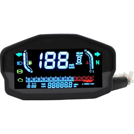 Digitales Motorrad-Armaturenbrett DC 8 bis 12 V, Tachometer, Kilometerzähler, Drehzahlmesser, Drehzahlmesser, Ersatz für Suzuki 1, 2, 4 Zylinder, Einzelinstrument (1/5)