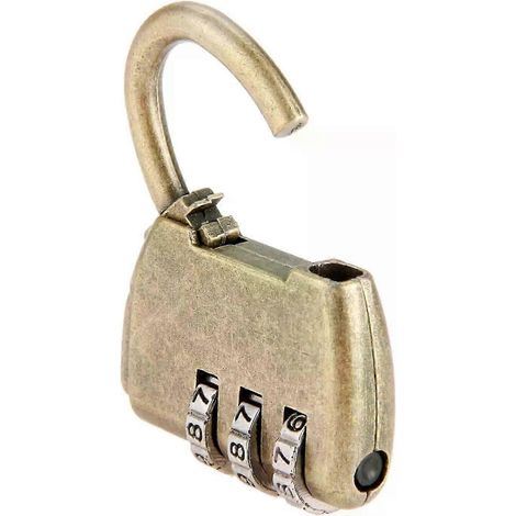 Coffre à bijoux/boîte en bois avec cadenas à code en bronze antique (1 pièce), cadenas à code en alliage de zinc, pour décoration de meubles, coffret cadeau ou tiroir de commode. (1/5)