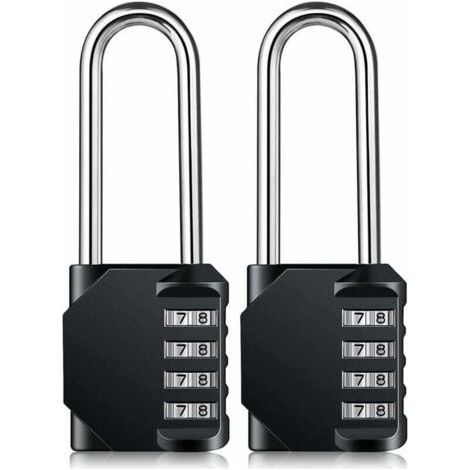 Cadenas à combinaison robuste – Cadenas résistant aux intempéries, verrou réinitialisable, anse de 6,3 cm de long en alliage de zinc à 4 chiffres, 2Pcs
