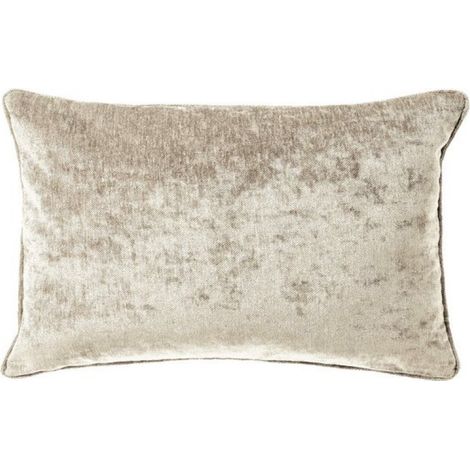 LEWY - Housse de coussin 30x50 cm - Velours brillant - Pierre ponce - Beige - Fermeture éclair - Coussin intérieur non inclus (1/2)