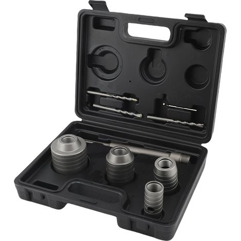 Set scie trépan béton 30/40/50/65mm – Kit avec queue ronde 220mm, projets menuiserie, perçage (1/4)