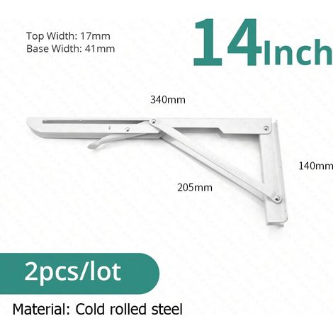 Supports d'étagère pliables (blancs, 35,5 cm) en 2 pièces, acier inoxydable, adaptés aux camping-cars, gain de place (1/5)