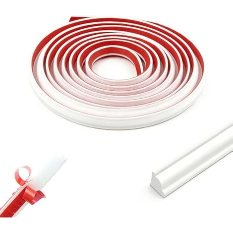 Moulure murale décorative en PVC 3 m, profilé mural auto-adhésif, peignable pour sols stratifiés, murs, plafonds, comptoirs et armoires (12 x 9 mm) (1/5)