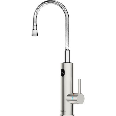 Wasserhahn mit Durchlauferhitzer, 3200W Elektrischer Wasserhahn Küche LED Digitalanzeige Küchenarmatur Edelstahl 360° Flexible Drehung Mischbatterie Küche IPX4 Wasserdicht Armatur Küche