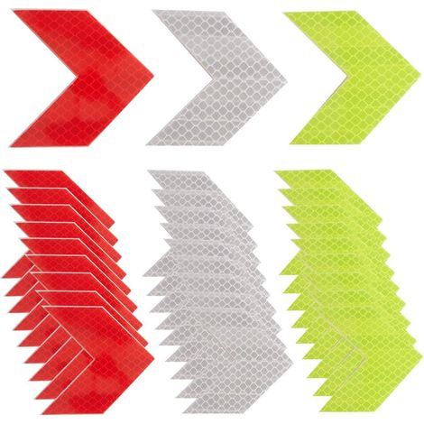 30 pièces 3 couleurs Autocollants Réfléchissants de Flèche de Voiture Autocollants de Réflecteur de Sécurité Étanche Panneau D'Avertissement de Sécurité du Véhicule Autocollant (1/5)