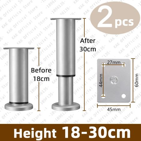 (Gris 18-30cm) Ensemble de 2 pieds de support réglables, pieds de meubles et colonnes de support télescopiques. (1/3)