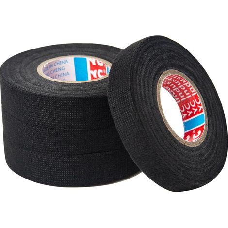 4PCS Ruban de Câbles Noir, 2 Tailles, Ruban Adhésif Isolant Résistant à la Chaleur Rubans, Ruban Chiffon de Voiture, ÉLectrique Bande Isolant en Tissu, pour Ménage Voiture Moto Faisceaux de Câbles (1/5)