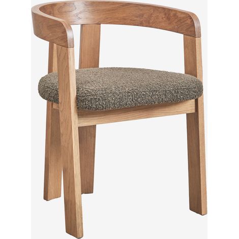 Pack de 2 sillas de comedor con reposabrazos tapizadas y en madera de roble Yvone SKLUM