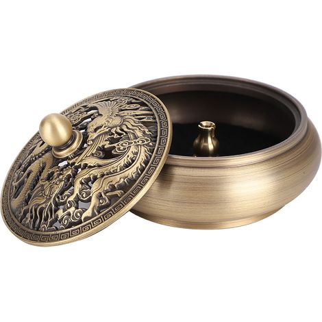 Brûleur d'Encens en Laiton pour Bobine d'Agarwood, Support Antifeu avec Coton Religieux Intérieur (1/5)