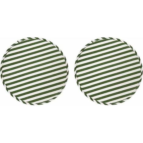Round Stool Chair Cushions for Kitchen Dining Room Seat Cushions with Ties Set of 2 Non-Slip Cushions for High Stool Bistro Bar Chairs 13 Inch Seat, Green Stripe-- (1/5)