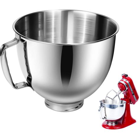 Bol mélangeur en acier inoxydable compatible avec les batteurs sur socle Kitchen Aid de 4,5 et 5 litres (1/5)