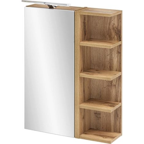 Badezimmer Spiegelschrank mit Regal in Eiche-Landhaus B x H x T ca. 50 x 76 x 16 cm MARCEY-04