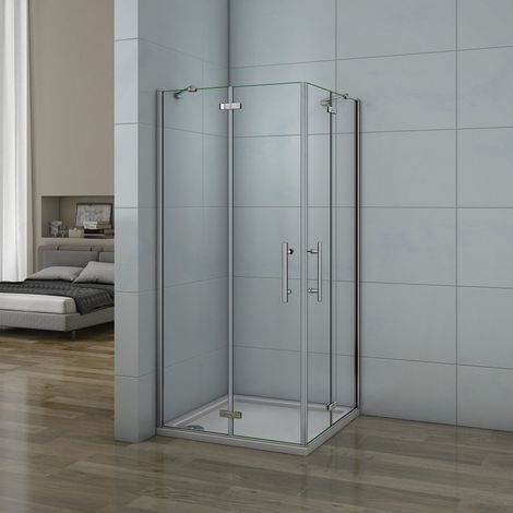195 cm Box Doccia Doppie Porte Apertura Battente In Vetro 6 mm Temperato Anticalcare Trasparente con Barre Stabilizzatrici Misura 90x80 cm (1/5)