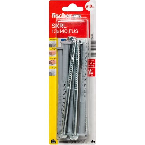 FISCHER 536187 Langschaftdübel SXRL 10 x 140 FUS, Sechskantschraube mit U-Scheibe, 4 Stk (1/5)
