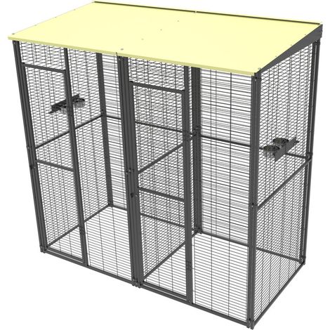 Volière d’intérieur, divié en deux pour perroquets, de 2m² à toit une pente, IMOR®
