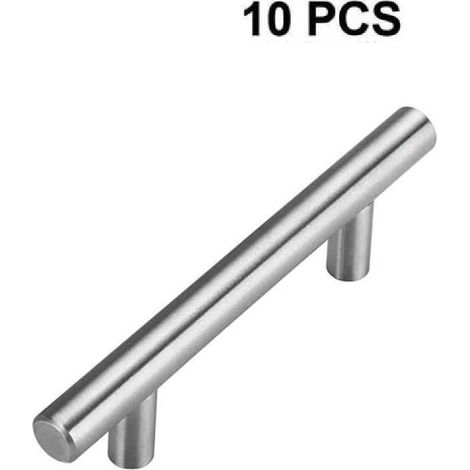 Lot de 10 poignées d'armoires de cuisine, entraxe de 64 mm, poignées d'armoires de cuisine en nickel brossé (1/5)