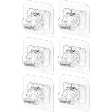 Supports autocollants, supports pour tringle à rideaux, supports pour tringle fixe, transparents, 6 pièces (1/5)