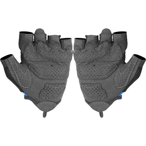 Une paire de gants de sport demi-doigts hautement élastiques et antidérapants pour haltères, yoga aérien, entraînement de spinning (bleu, taille M) (1/5)