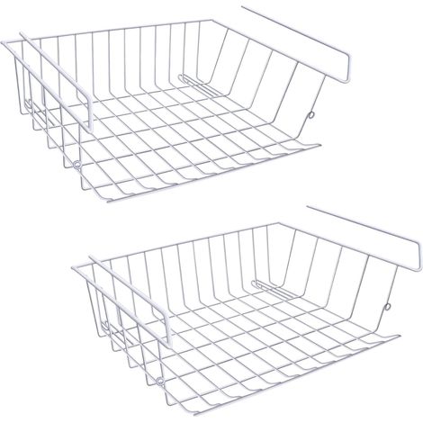 2 Panier Suspendu, Acier Inoxydable, Fil Plastifié, Empilable, Cuisine, Bureau, Salle de Bain