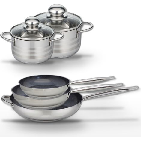 Lot de 3 Poêles céramique 24/28/32 cm Elo Profi Therm Platinum et 2 Faitouts Elo Brillant (1/5)