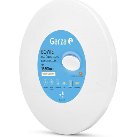 Garza - Plafón LED Techo, 18 W 1850 lm, Luz Neutra 4000k , Efecto Estrellado, Ángulo de Apertura 240º, 260 x 65 mm, Blanco (1/4)