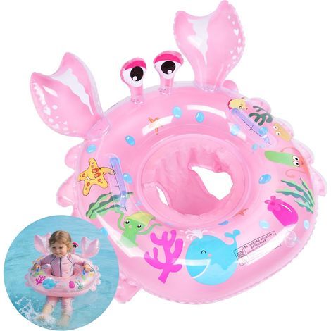 Bouée Bébé Krabbe Rose avec Pompe Siège de Bain Gonflable pour Bébé 12-36 Mois Bouée de Piscine Enfant en PVC Inclus 2 Patchs de Réparation – Jouet de Bain pour Bebe & Piscine (1/5)