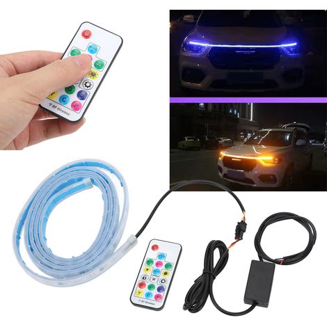 1,8 Meter langer, wasserdichter, flexibler LED-Lichtstreifen für Fahrzeuge, siebenfarbige Ambientebeleuchtung für die Motorhaube, Version mit RGB-Fernbedienung (inkl. integrierter Batterie). (1/5)