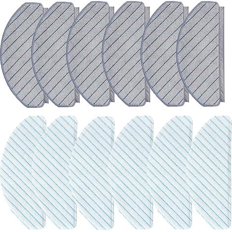 12Pièces Chiffon De Vadrouille pour ECOVACS DEEBOT OZMO T10/T10 Plus aspirateur pièce de rechange, 6 Chiffons Lavables en Microfibre + 6 Chiffons Jetables (1/4)