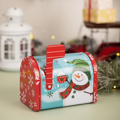 Boîte à Lettres De Noël - Boîte En Fer Blanc - Décoration Festive Pour Intérieur - 13,5 x 12,5 x 8 cm - Rouge - 1 Pièce (1/5)