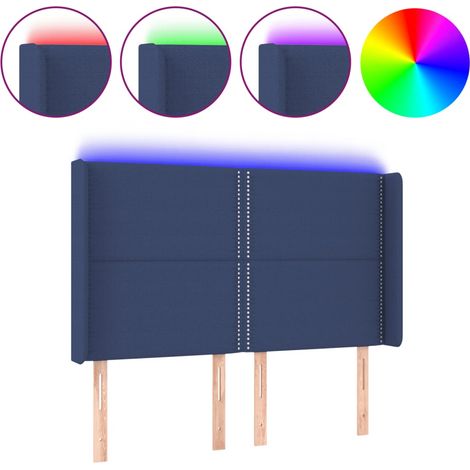 Maison Exclusive - Testiera a LED Blu 147x16x118/128 cm in Tessuto (1/5)