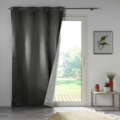 Rideau Thermique 140 x 260 cm – 100 % Occultant / Jacquard – Darko Anthracite (1/5)