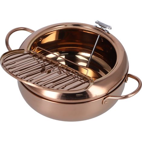 Friteuse en acier inoxydable avec thermomètre 3,2 L, antiadhésive, accessoire de cuisine, rose (1/5)