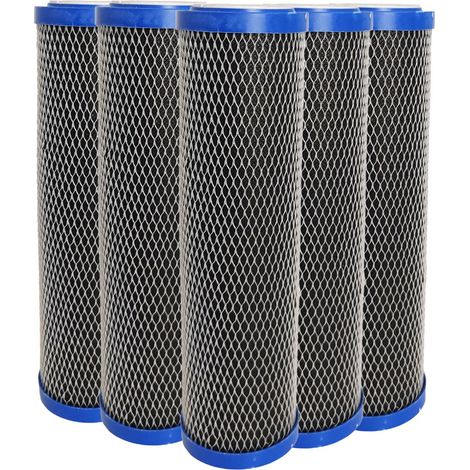 Toodo – Pack de 5 cartouches 2 en 1 filtre à eau 9"3/4 – Anti sédiments 5 microns – Charbon actif pour élimination goût et odeurs – Filtration sous évier