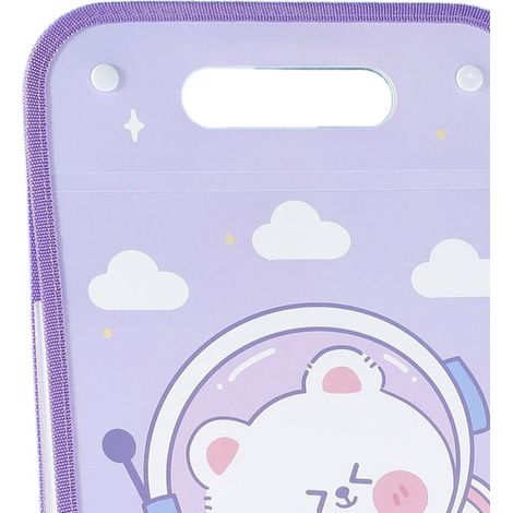 Pochette verticale portable format A4 pour documents, classeur de bureau extensible grande capacité à 12 compartiments, motif astronaute violet, pour une organisation catégorisée, design astronaute vi (1/5)