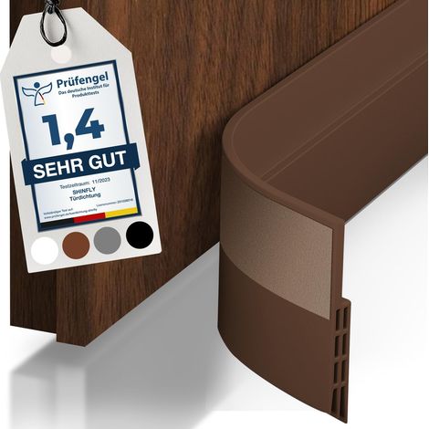 Bas de Porte Isolant Phonique Thermique - Bande d'Étanchéité Adhésive Anti Bruit 5 x 400 cm, Marron (1/2)