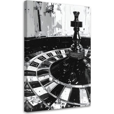 Quadro su tela, Roulette Casinò Moderno Bianco e Nero, 20x30 (1/5)