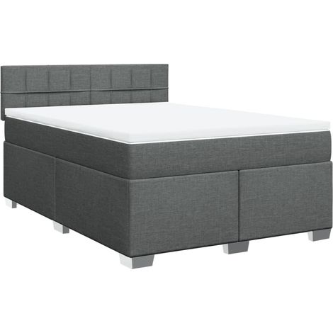 Maison Exclusive - Cama box spring con colchón tela gris oscuro 1 (1/5)