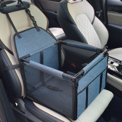1 Siège de voiture pour chien, cadre rigide, tissu imperméable, panneaux en filet, sangles de fixation, harnais intérieur, transport animal (1/2)