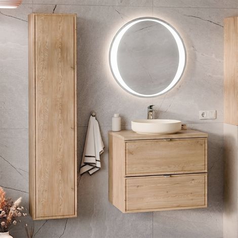 Ensemble meuble simple vasque 60cm et colonne Elias Bois (1/5)