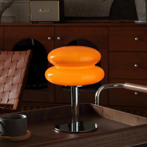Lampe de chevet en verre pour chambre à coucher, lampe champignon moderne du milieu du siècle, lampe rétro en forme de tarte aux œufs, jolie lampe (1/5)