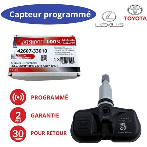 Sensore TPMS 433 MHz preprogrammato per LEXUS (Rif. 42607-33010) — valvola ruota, 2 anni di garanzia