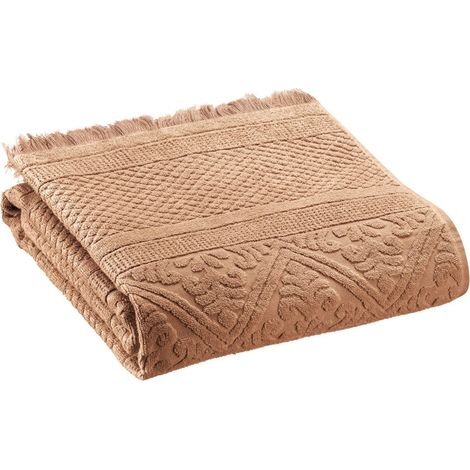 Drap de douche et serviette de bain pour la salle de bain coloris noisette 70 x 140 cm - PANGIVO (1/4)