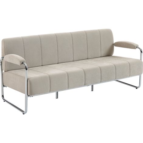 HOMCOM Divanetto 3 Posti Moderno Rivestito in Ciniglia Beige 174x75x76 cm