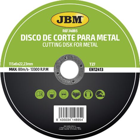 Disco de corte JBM t27 diámetro 115 mm grosor 6 mm